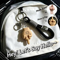 Sassy Hand Gesture Keychain Set – Funny Prank Bag Charm with Mini Phone Stand & Wrist Strap