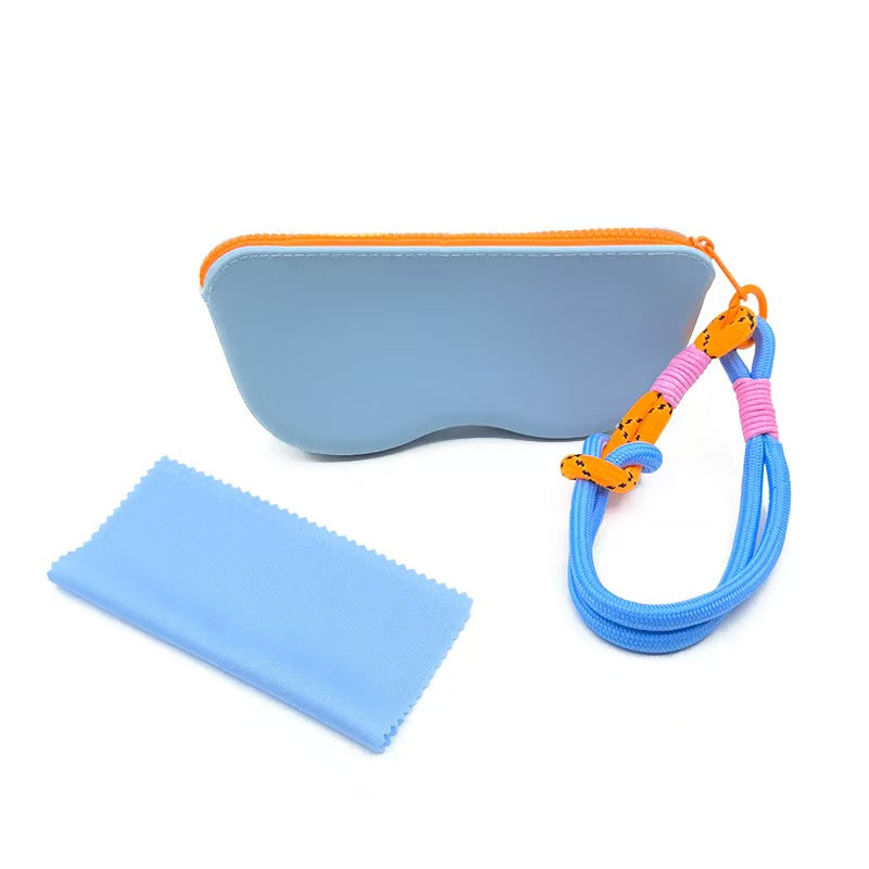 Dopamine Silicone Eyeglasses Case – Detachable Wrist Strap & Lens Cloth