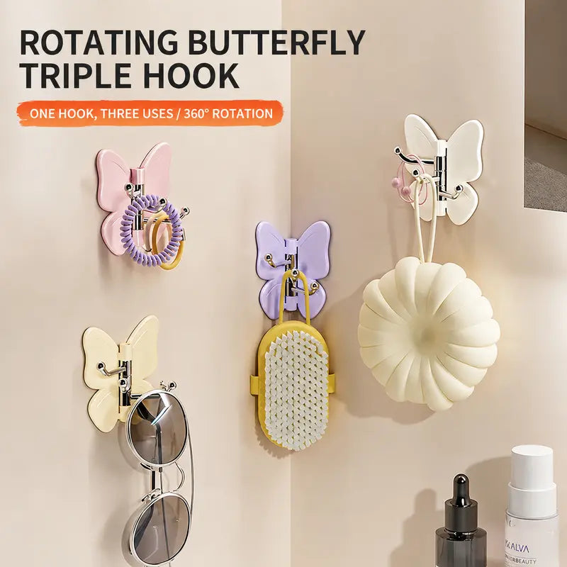 Rotating Butterfly Wall Hook – No-Drill Adhesive Organizer