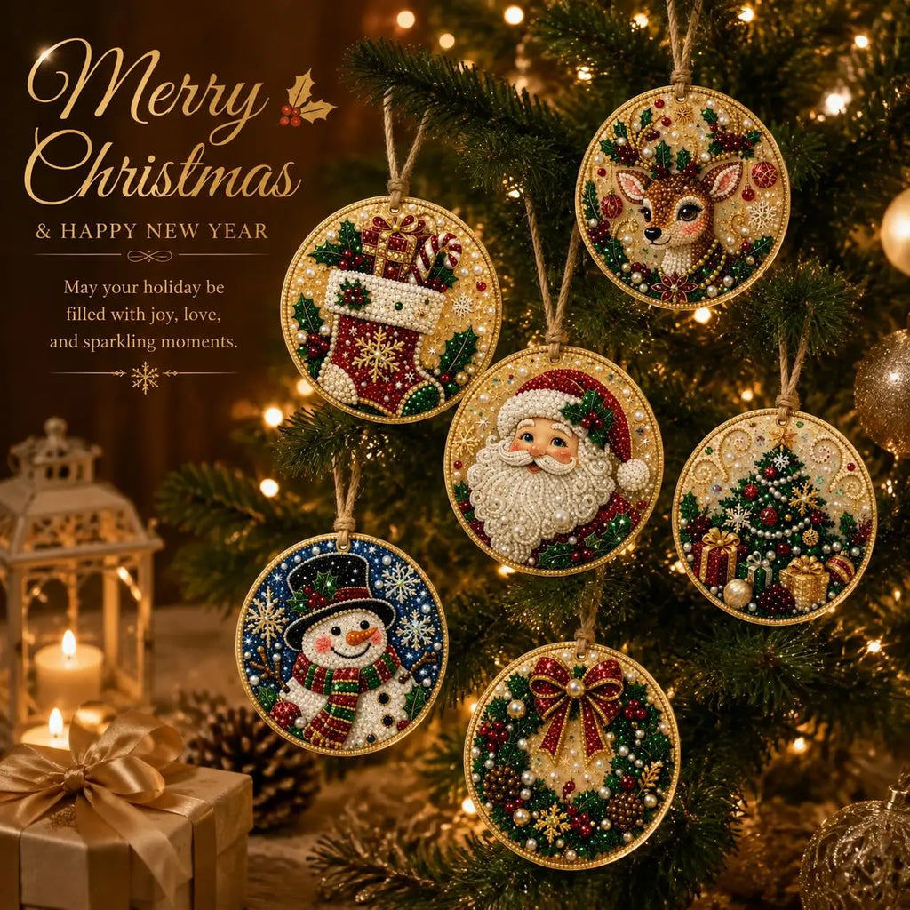 6-Piece Christmas Diamond Painting Ornaments – DIY Holiday Craft Kit
