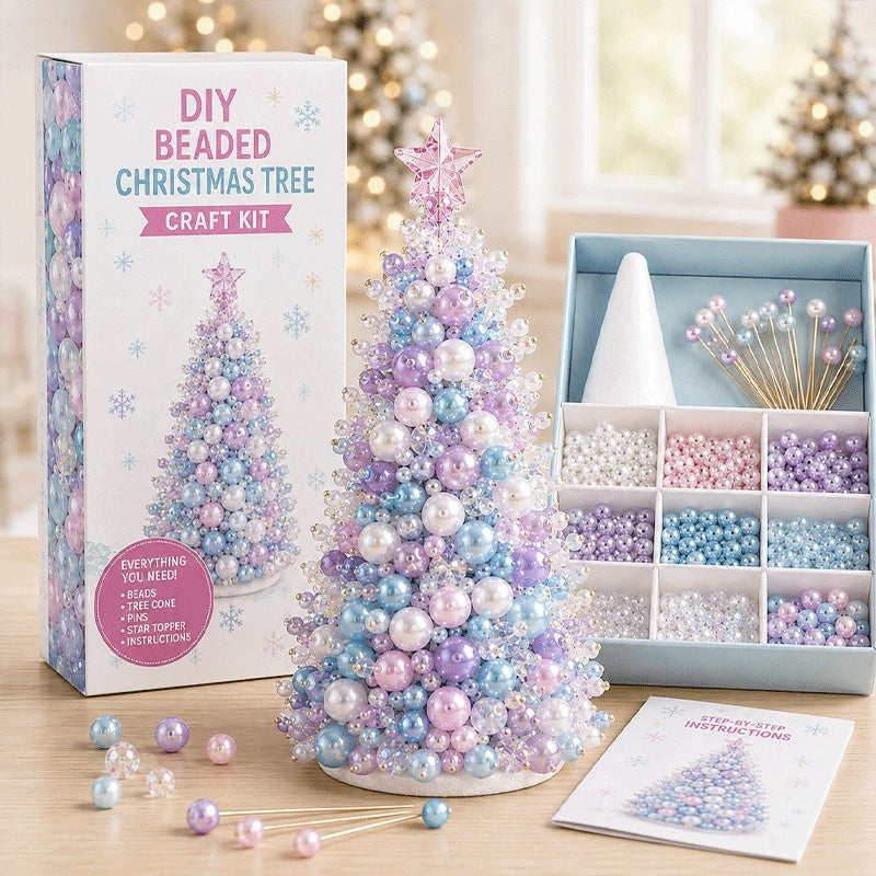 DIY Beaded Christmas Tree Kit – Handmade Tabletop Holiday Decoration Craft Set