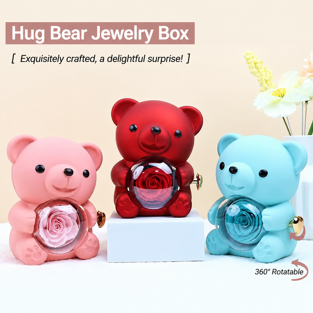 Hug Bear Rose Jewelry Box