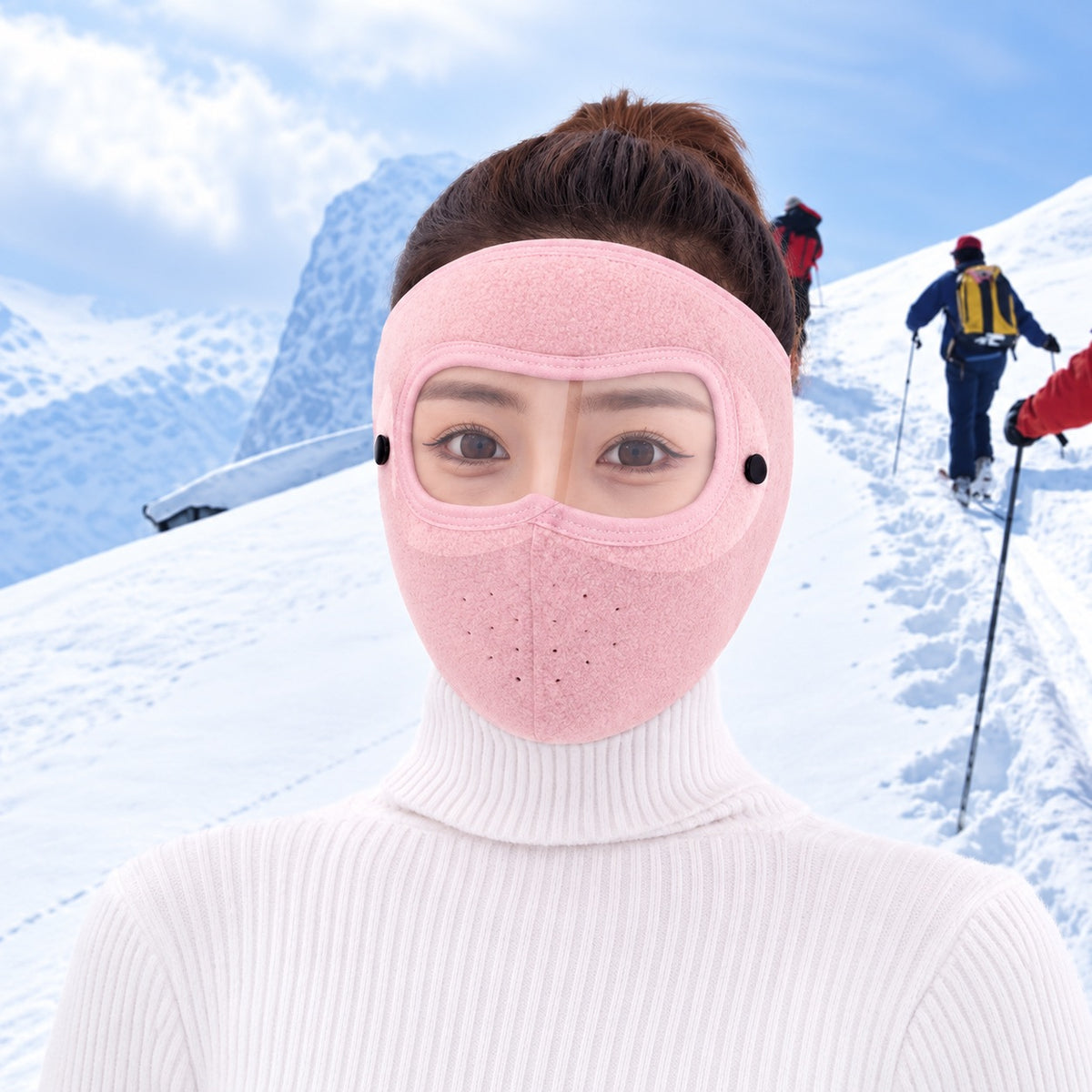 Winter Fleece Face Mask with Clear Wind Shield – Adjustable Full-Coverage Balaclava for Skiing, Cycling & Cold-Weather Outdoor Activities