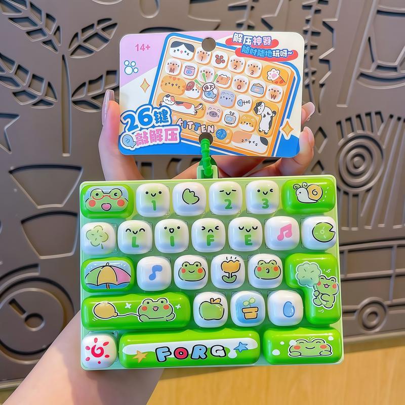 26-Key Mini Fidget Keyboard Toy with Carry Strap for Busy Hands and Everyday Stress Relief – Pocket-Size Clicky Desk Toy, Cute Birthday, Halloween or Christmas Gift for Adults and Kids