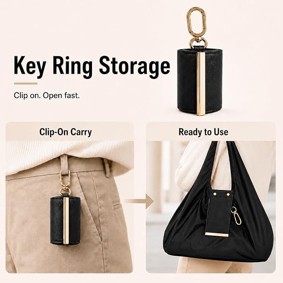 Foldable Reusable Shopping Bag with Keychain – Lightweight Eco-Friendly Grocery Tote for Travel, Gym & Daily Use