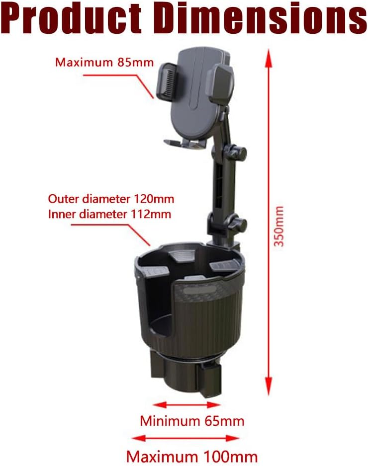 Stop the Console Clutter – 2-in-1 Car Cup Holder Phone Mount & Organizer｜Adjustable No-Adhesive Navigation Stand with Expandable Base for 2.56–3.94 in Round Cup Holders