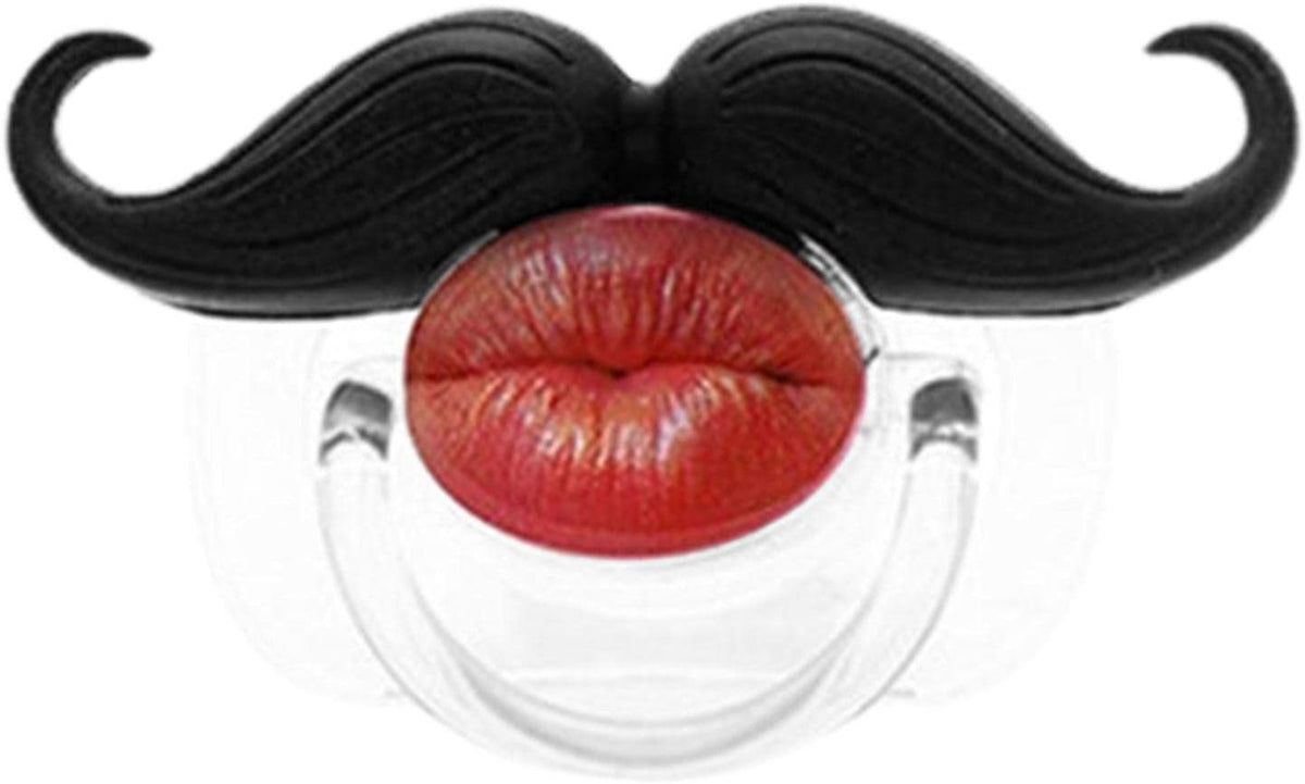 Tiny Smile, Big Personality – Funny Mustache Pacifier & Party Photo Prop｜Novelty Red-Lips Design with Matching Dust Cover, 4 Individual Styles or Complete 4-Piece Set