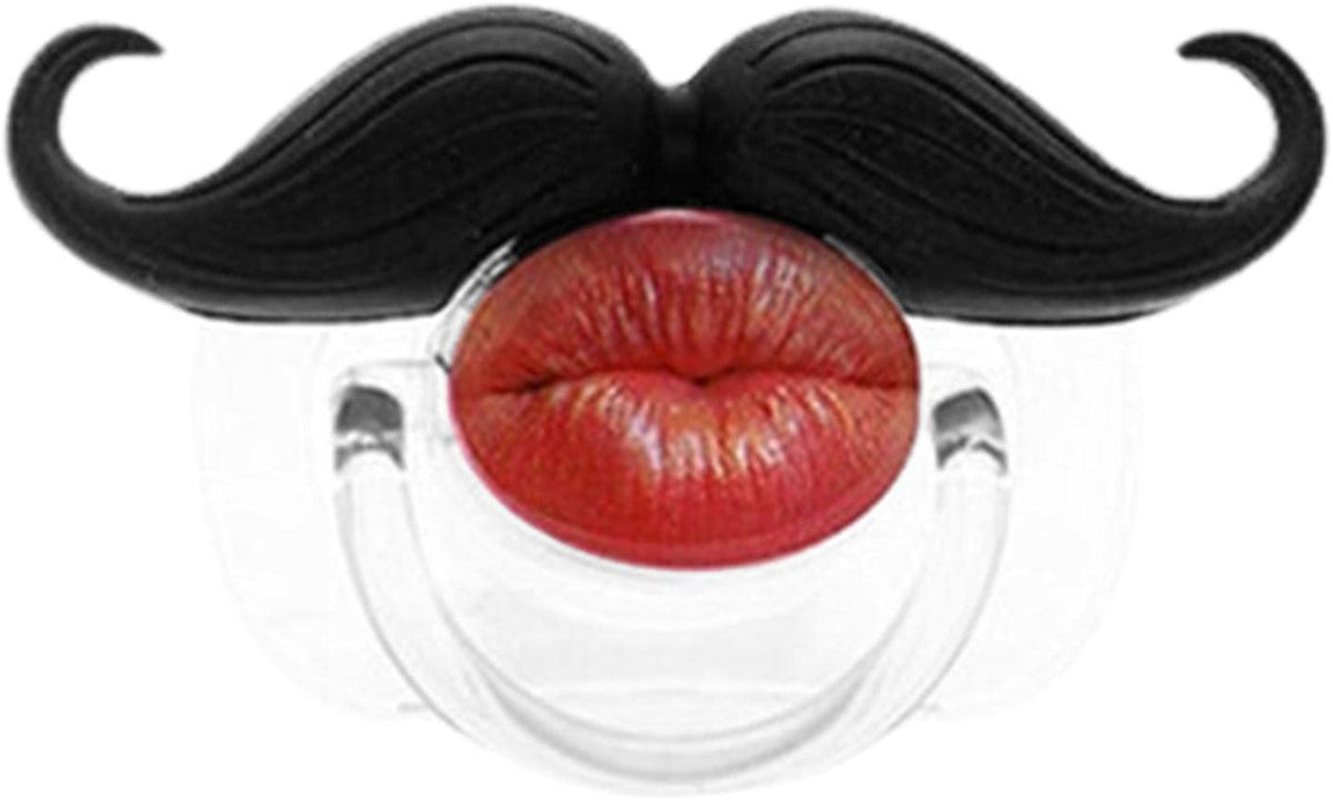 Tiny Smile, Big Personality – Funny Mustache Pacifier & Party Photo Prop｜Novelty Red-Lips Design with Matching Dust Cover, 4 Individual Styles or Complete 4-Piece Set