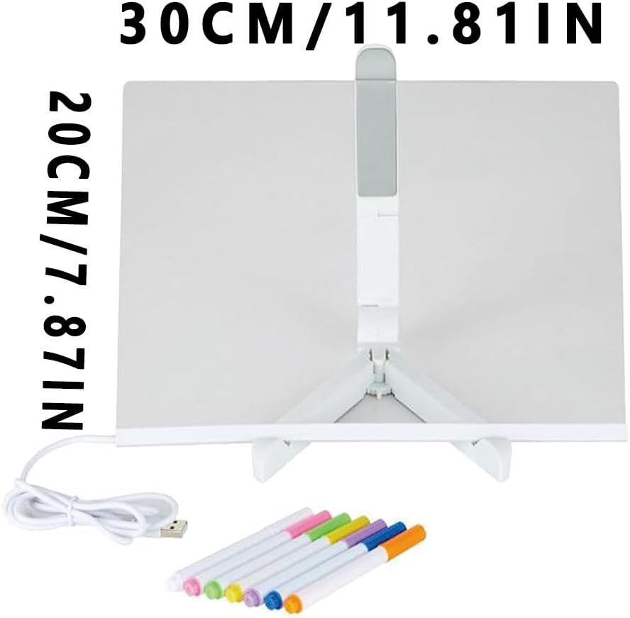 LED Acrylic Message Board with Stand – Reusable Light-Up Drawing & Writing Sign with Fluorescent Markers