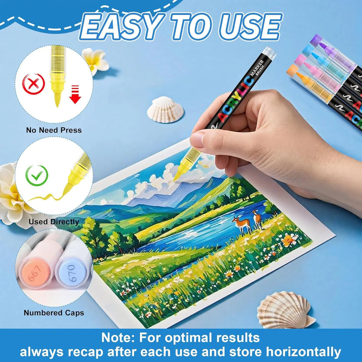 Acrylic Paint Marker Set – Soft Brush Tip Paint Pens, 12/24/36/48/72 Colors