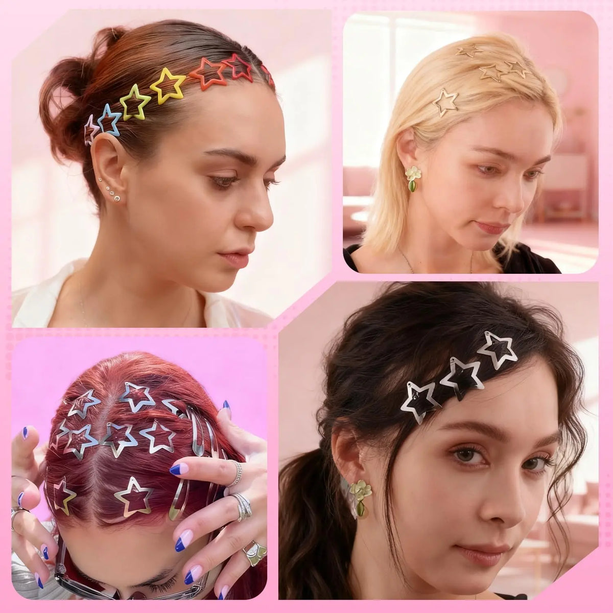 100PCS Colorful Star Snap Hair Clips – 20-Color Y2K Barrettes for Girls & Kids