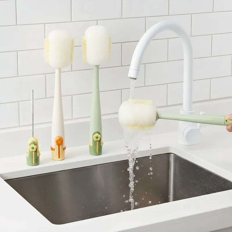 5-in-1 Bottle Cleaning Brush Set – Silicone Scrubber with Straw Brush