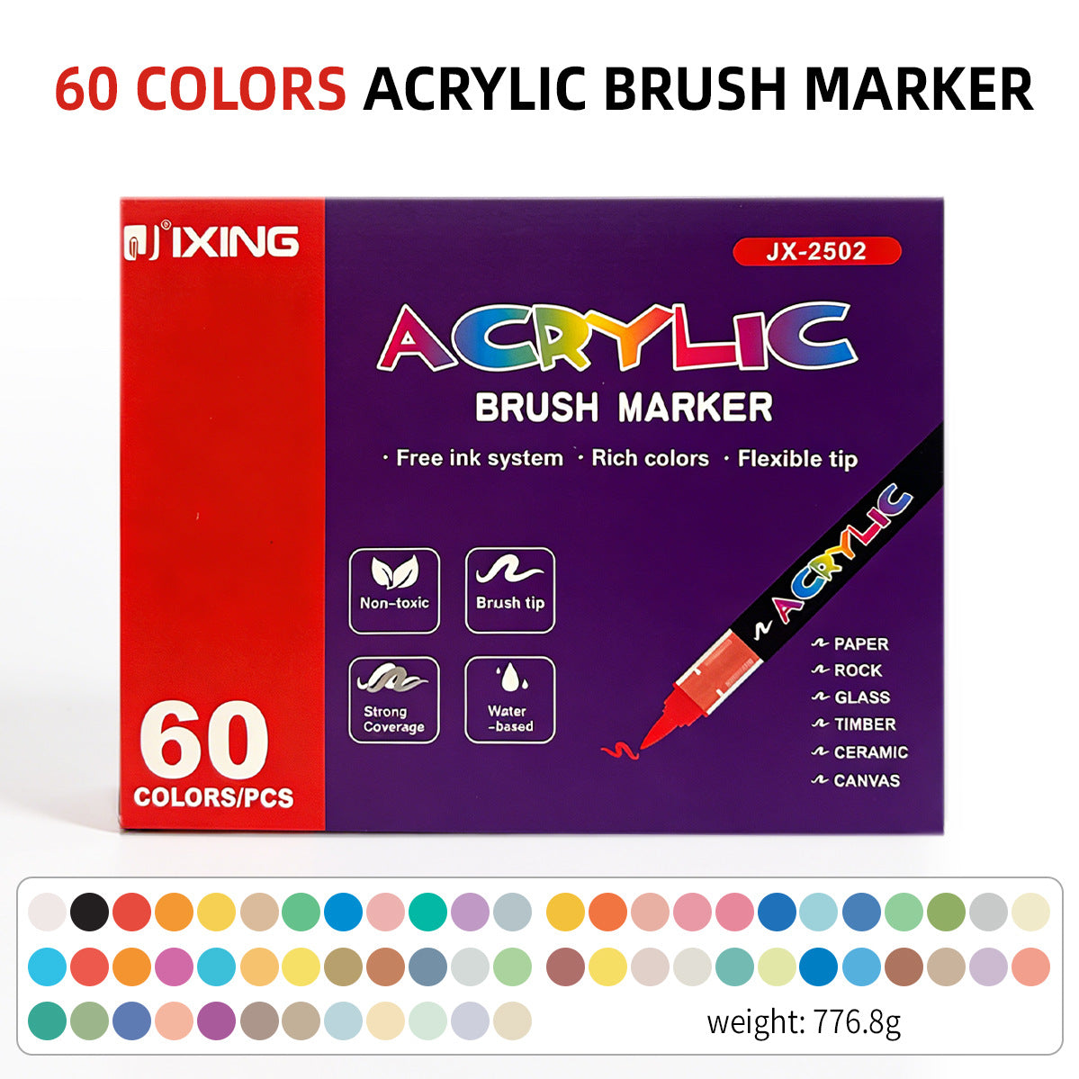 Acrylic Paint Marker Set – Soft Brush Tip Paint Pens, 12/24/36/48/72 Colors