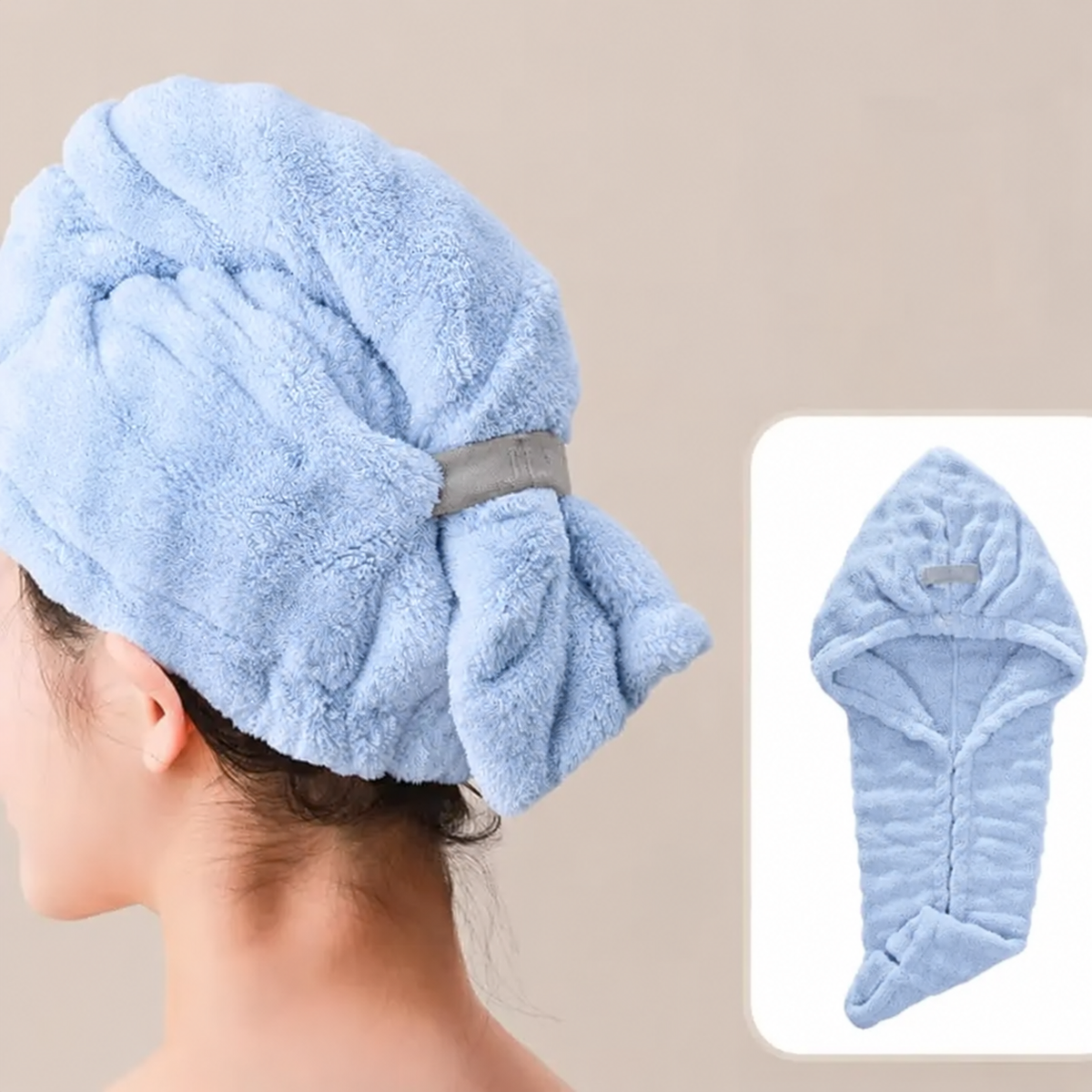 Extra-Thick Microfiber Hair Drying Towel Cap – Large Quick-Dry Hair Wrap