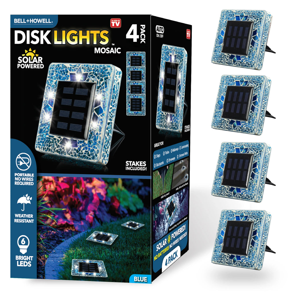 Solar Outdoor Mosaic Disk Lights, Waterproof Decorative Pathway LED Light, Auto On/Off