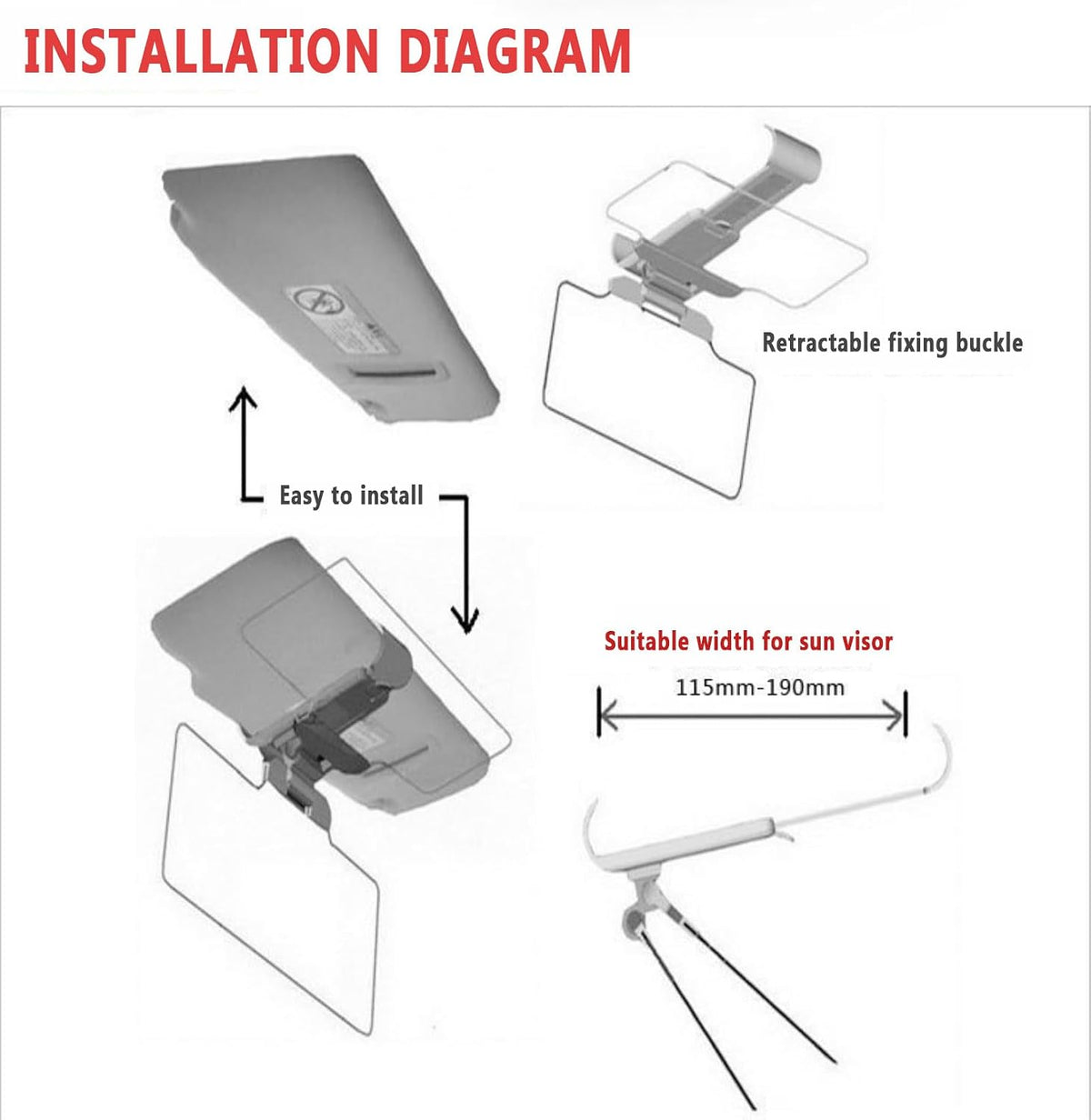 2-in-1 Polarized Car Visor Extender – Dual Flip-Down Sun & Glare Shields for Day and Low-Light Driving
