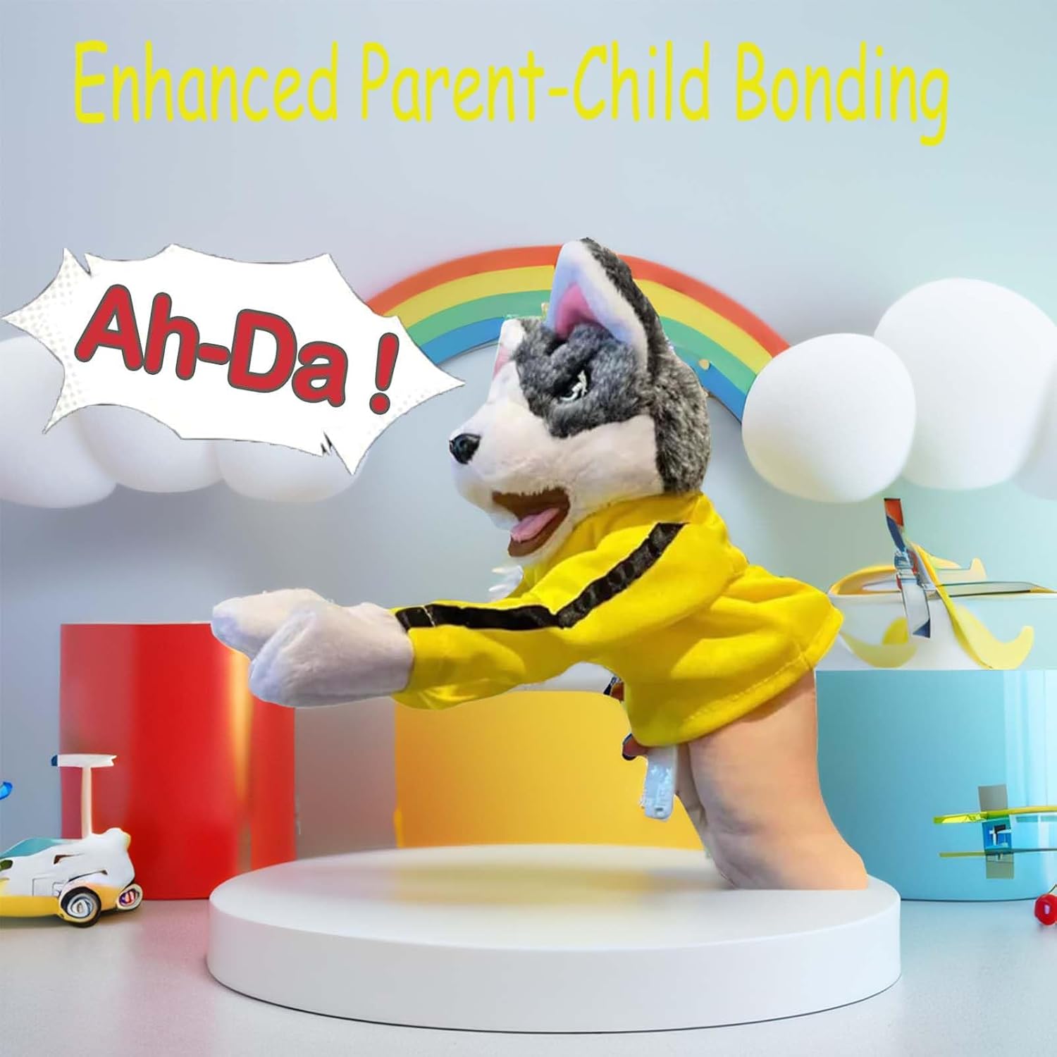Kung Fu Husky, marioneta de boxeo, marioneta de mano de perro, marionetas de boxeo, guantes de husky de juguete de Kung Fu con sonidos y acción de boxeo, marioneta de boxeo para niños y regalos.