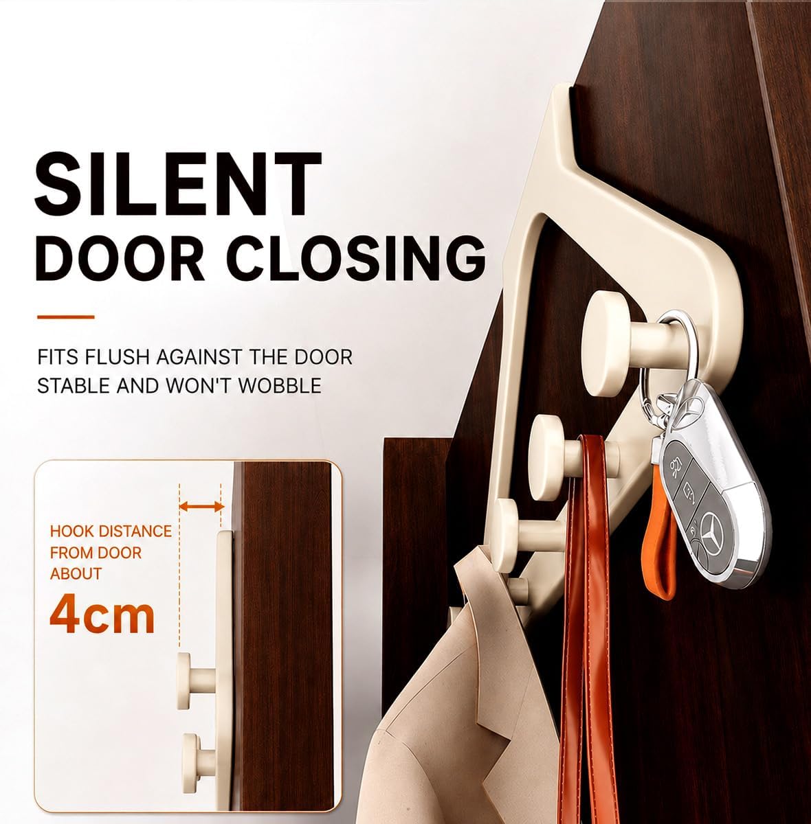 Over-the-Door Hanger Rack with 6 Hooks – No-Drill Space-Saving Organizer for Coats, Bags, Towels, Keys and Clothes Hangers