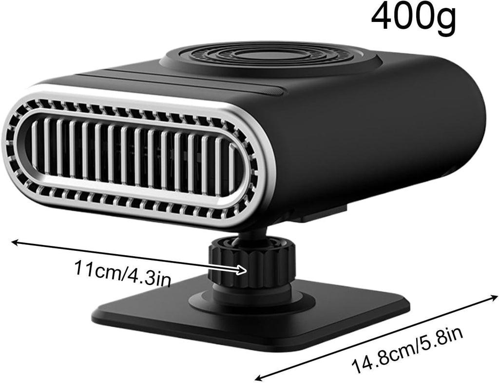 12V Portable Car Heater & Defogging Fan – 120W Three-Setting Dashboard Heater with Adjustable Mount for Winter Driving