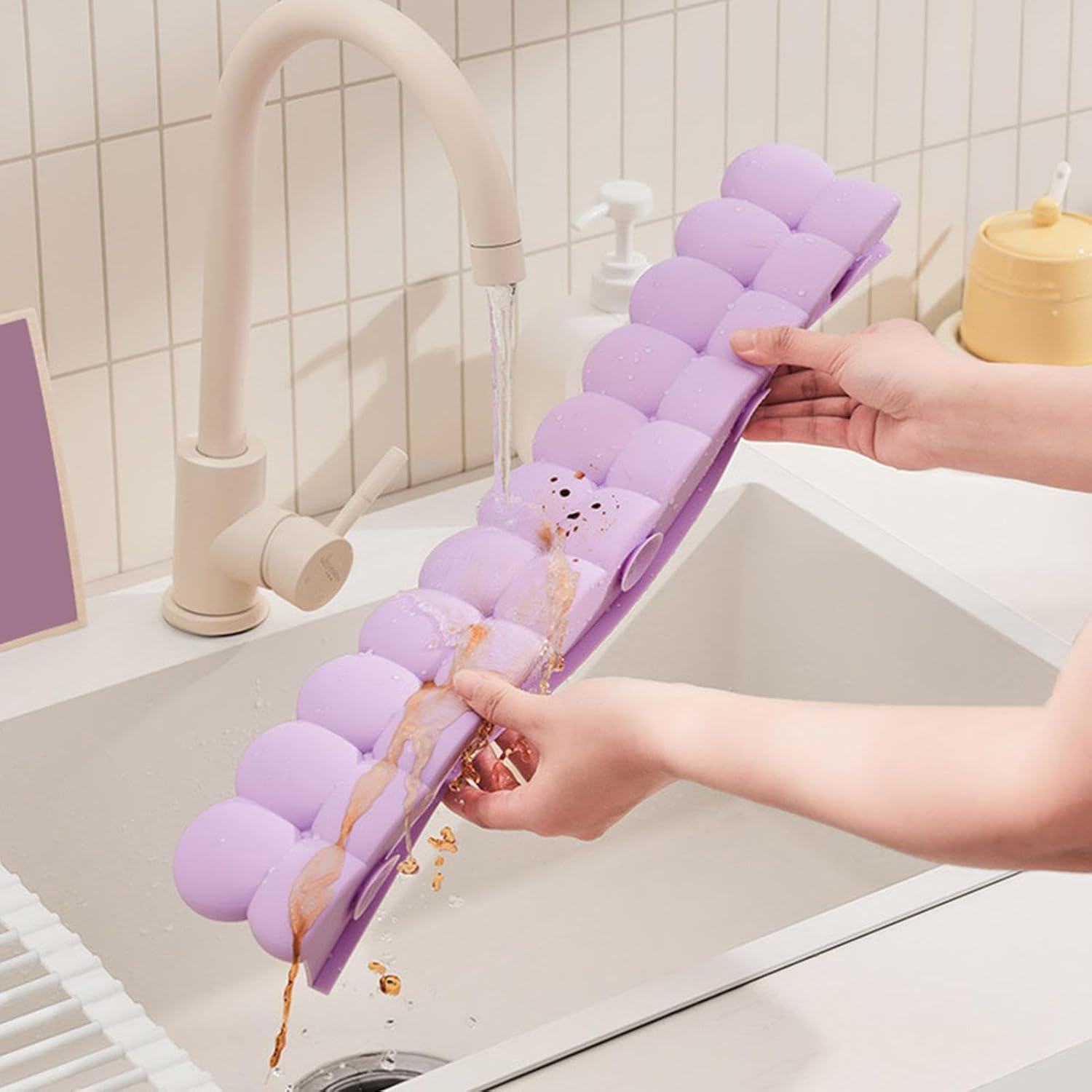 Generico Paraspruzzi per Lavello,Scudo Protettivo,Paraspruzzi in Silicone per Lavello - Bordino Riutilizzabile per Piano Cucina, Bagno e Ristorante