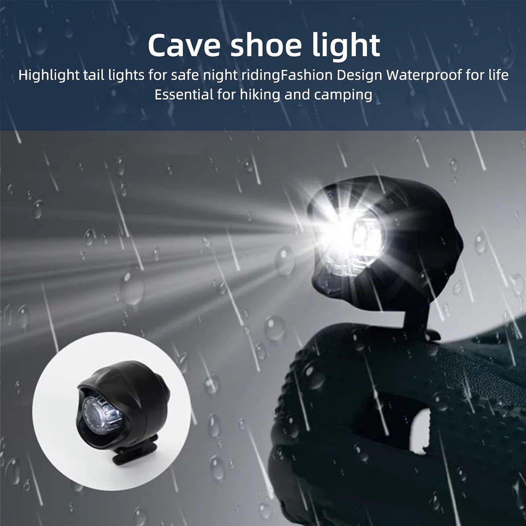 Headlights for Croc, Pack of 2 Waterproof LED Light for Shoes, Shoe Decoration Lights, Adjustable, Clogs Shoes Headlights for Camping, Hiking, Cycling, Suitable for Adults Children (Red)