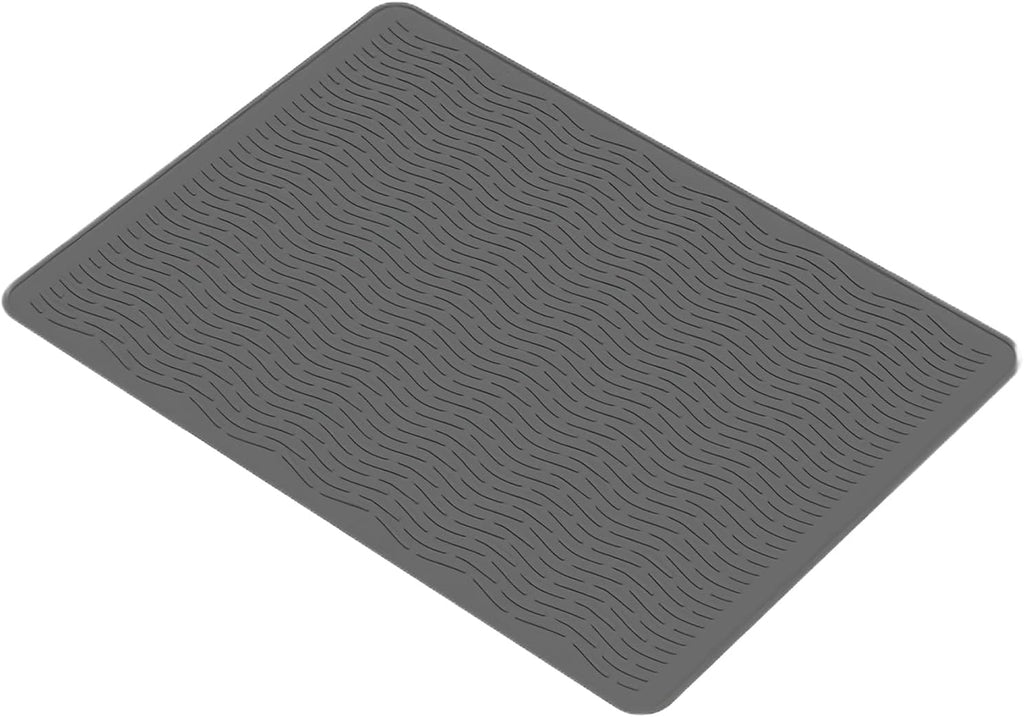 Stop Wet, Cluttered Countertops – Extra-Large Silicone Dish Drying Mat｜Raised Drainage Ridges, Non-Slip Flexible Design for Dishes, Cookware, Coffee Stations & More