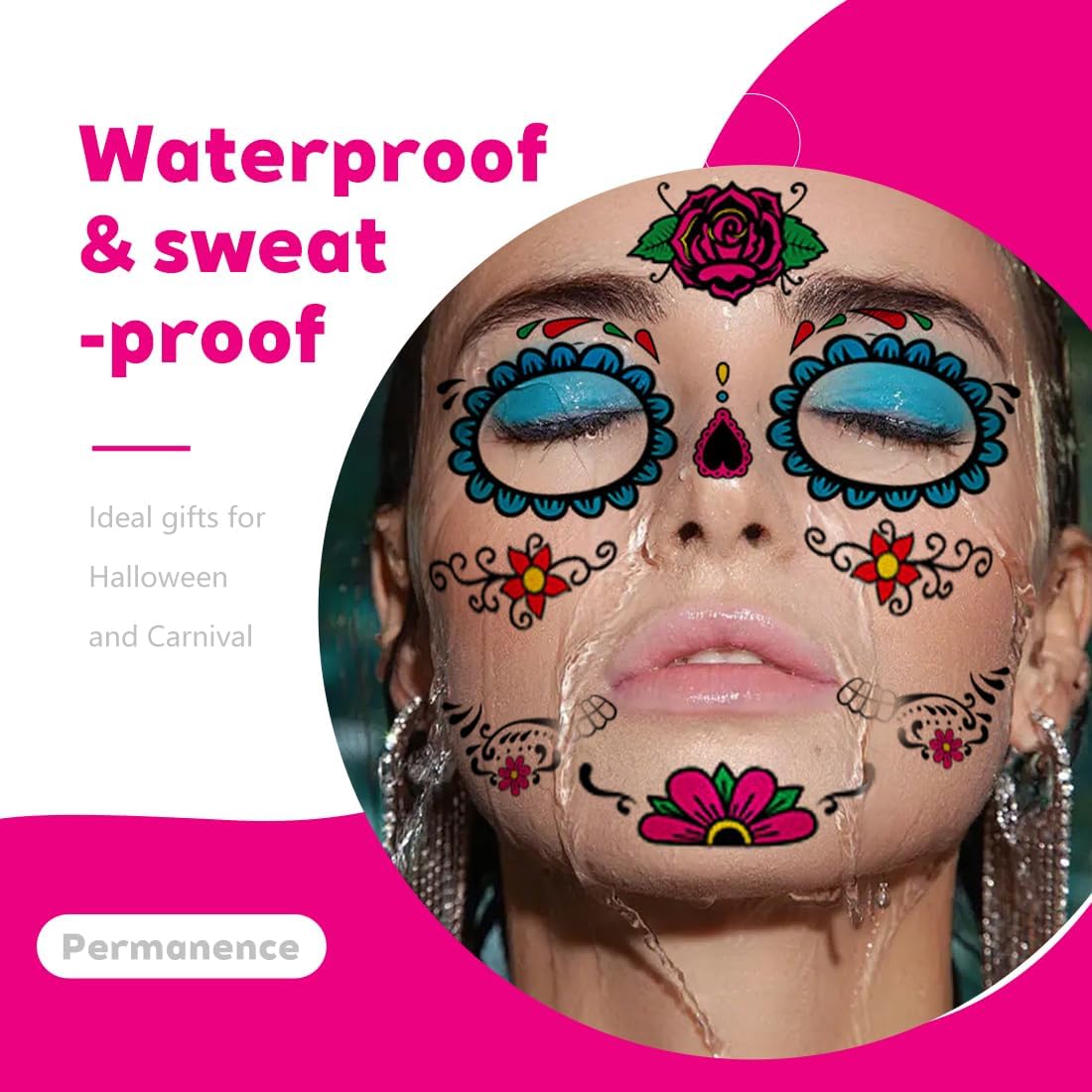 Temporary Face Tattoos for Costumes, Parties, Festivals & Photo Shoots｜One Sheet. A Whole New Character.