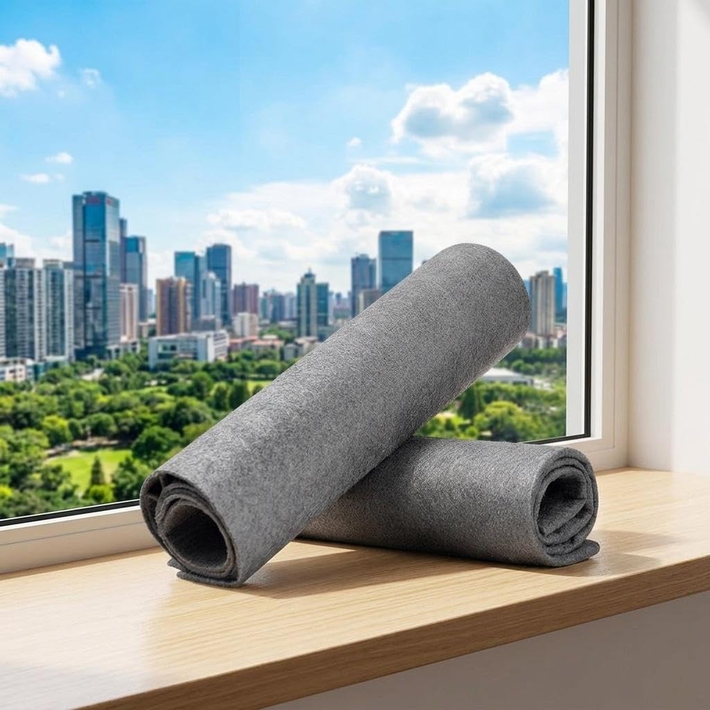 Magic Microfiber Glass Cleaning Cloth, 11.8 × 11.8 in – Reusable Low-Lint Towel for Streak-Reducing Cleaning of Windows, Mirrors, Shower Doors and Car Glass, Gray, 1/3/5-Pack