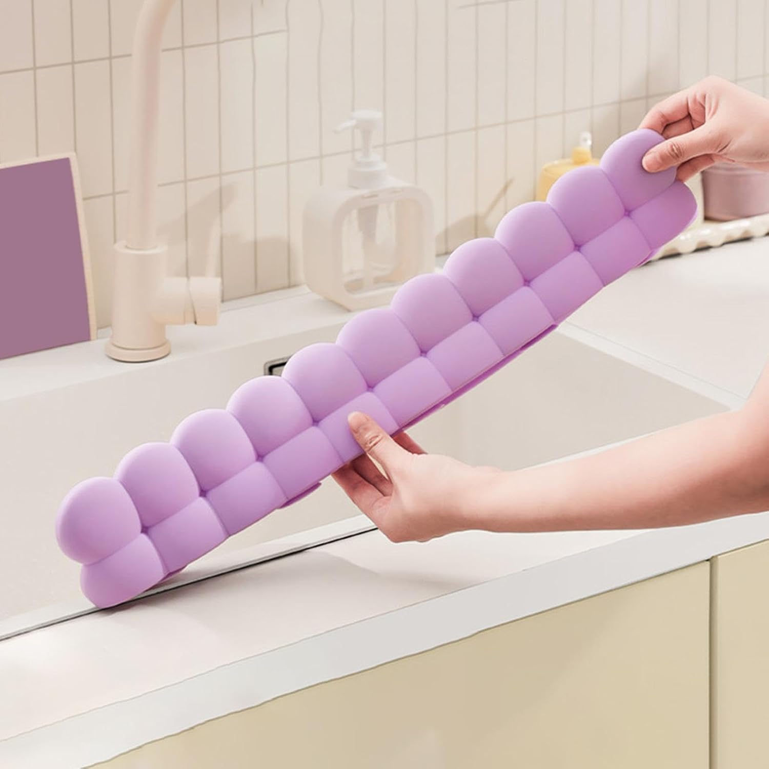Generico Paraspruzzi per Lavello,Scudo Protettivo,Paraspruzzi in Silicone per Lavello - Bordino Riutilizzabile per Piano Cucina, Bagno e Ristorante