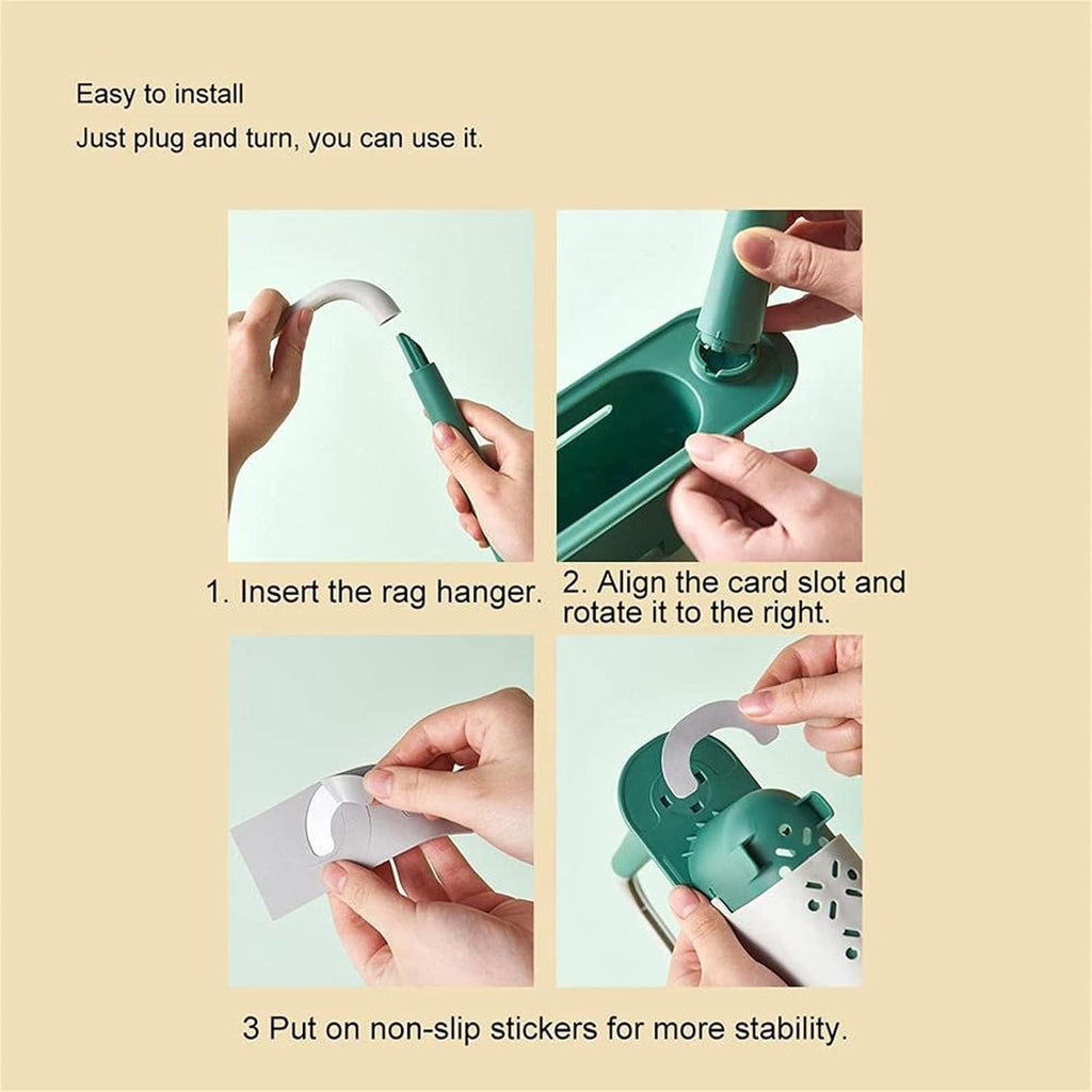 Stop the Sink-Side Clutter – Expandable Over-Sink Organizer & Towel Drying Rack｜Adjustable 12.6–17.7 in Design with Raised Towel Bar, Drainage Slots and Tool-Free Installation
