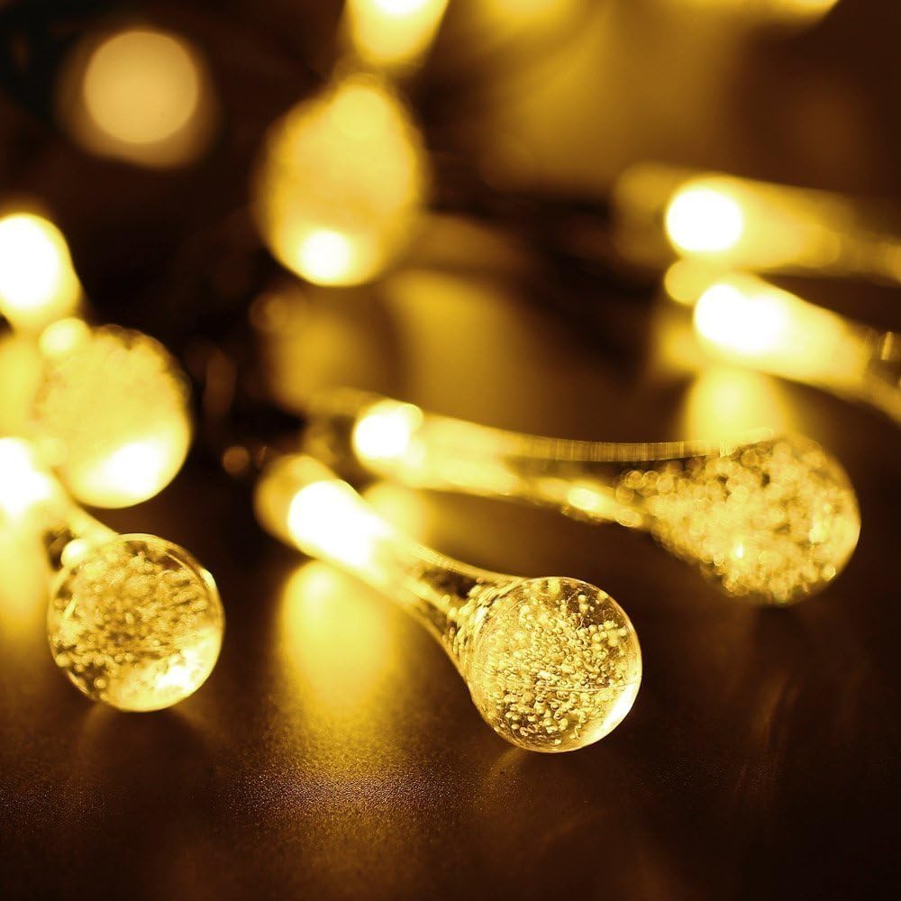 Glowing Teardrop LED String Lights – Solar, USB or Battery-Powered Fairy Lights for Patio, Wedding & Holiday Décor