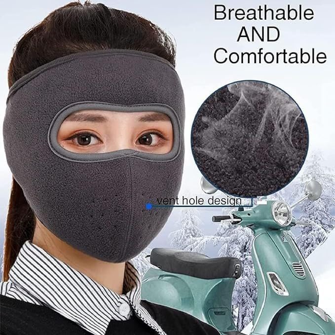 Winter Fleece Face Mask with Clear Wind Shield – Adjustable Full-Coverage Balaclava for Skiing, Cycling & Cold-Weather Outdoor Activities