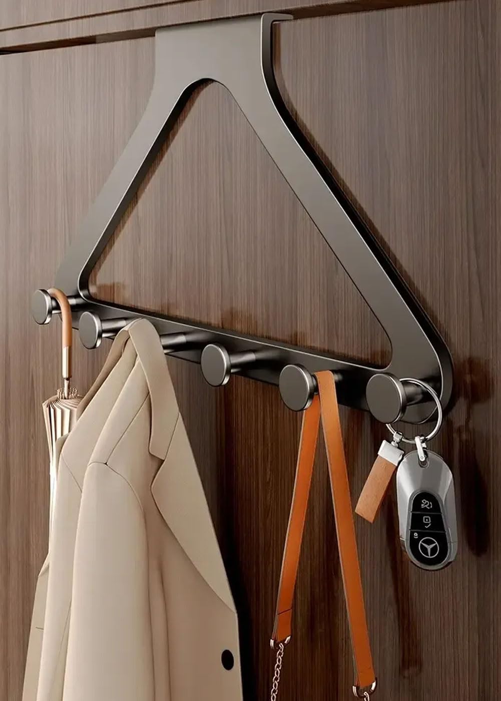 Over-the-Door Hanger Rack with 6 Hooks – No-Drill Space-Saving Organizer for Coats, Bags, Towels, Keys and Clothes Hangers