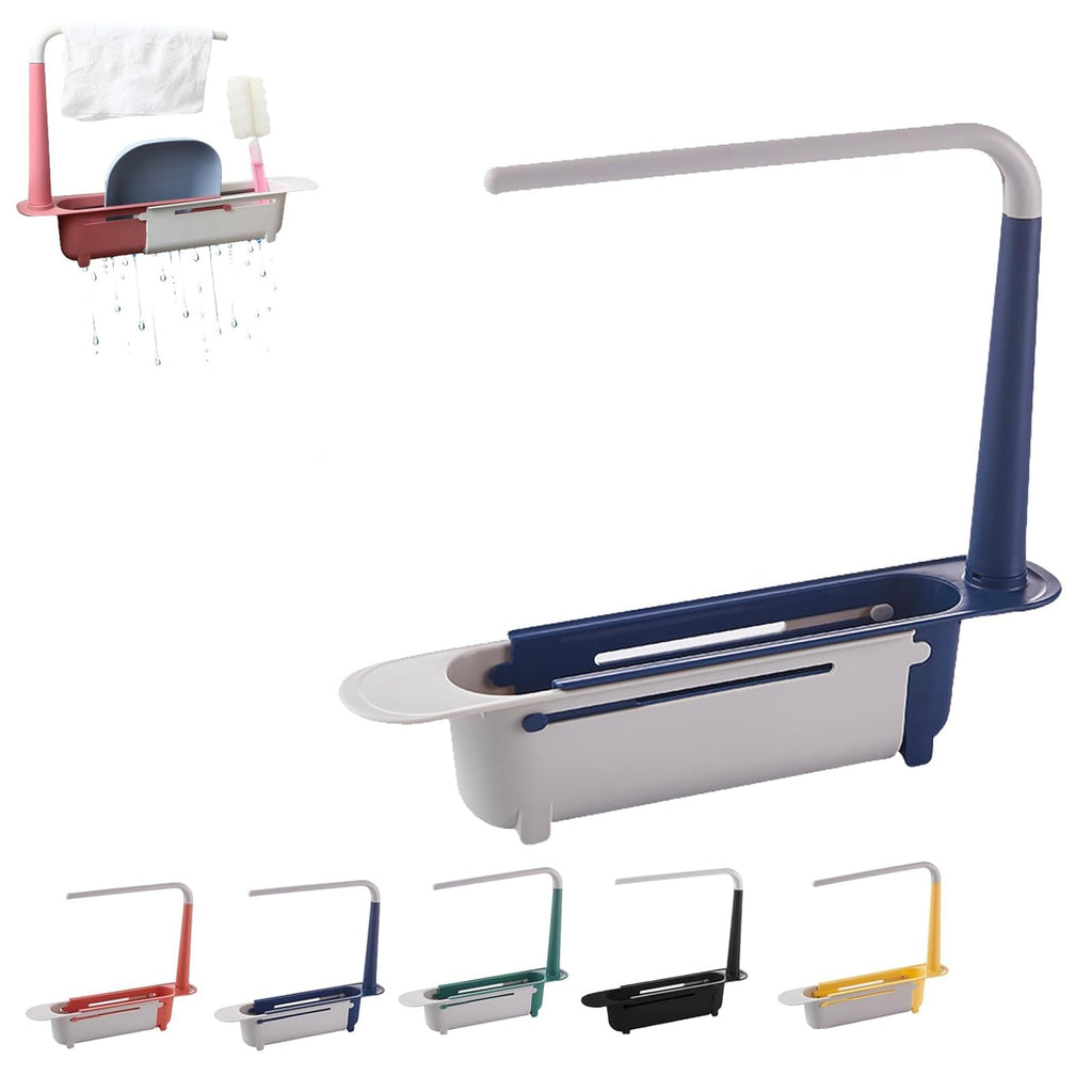 Stop the Sink-Side Clutter – Expandable Over-Sink Organizer & Towel Drying Rack｜Adjustable 12.6–17.7 in Design with Raised Towel Bar, Drainage Slots and Tool-Free Installation