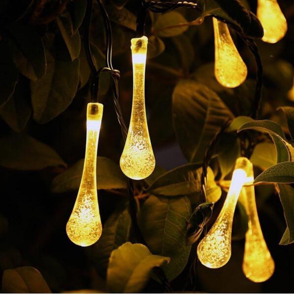 Glowing Teardrop LED String Lights – Solar, USB or Battery-Powered Fairy Lights for Patio, Wedding & Holiday Décor