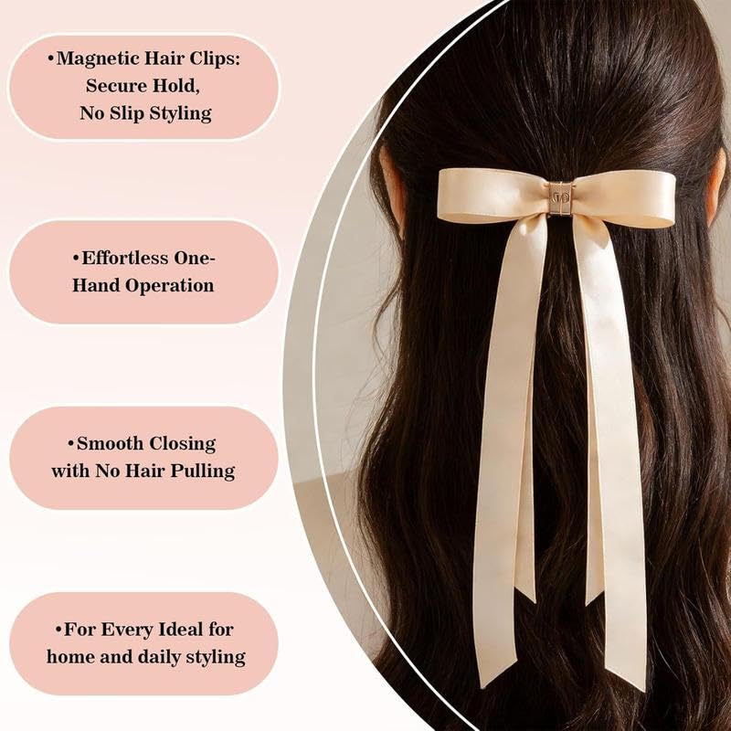 Magnetic Bow Hair Clip – 2-in-1 Strong Hold Claw Clip for Women & Girls