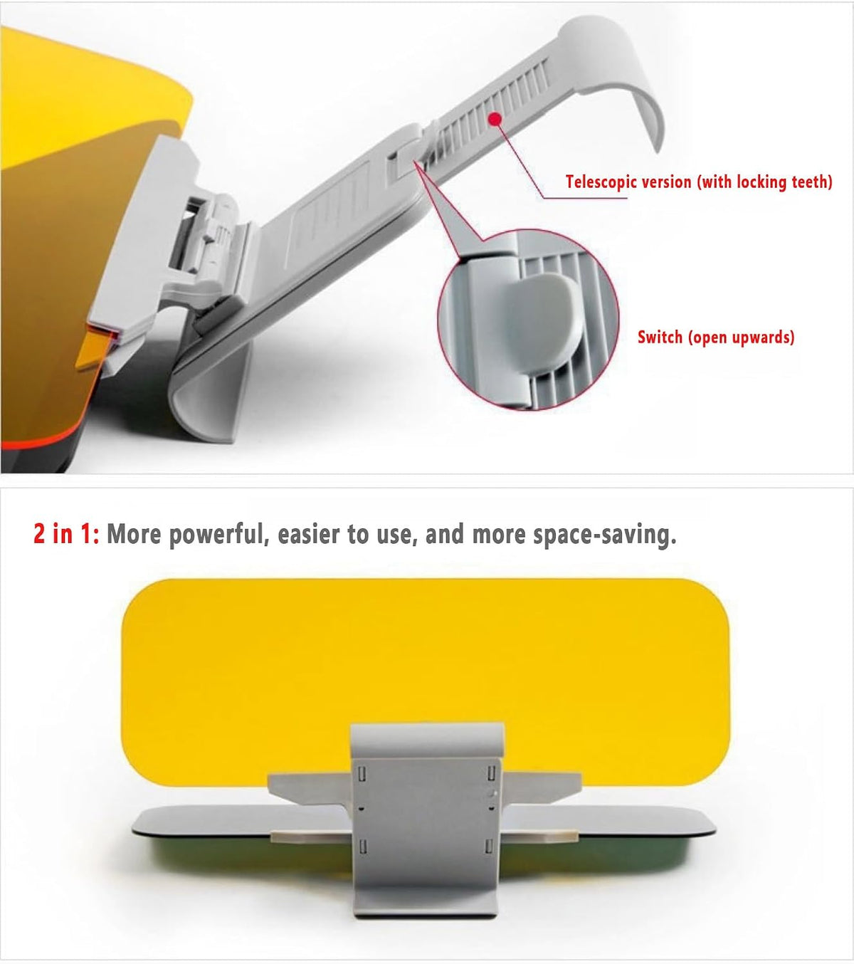 2-in-1 Polarized Car Visor Extender – Dual Flip-Down Sun & Glare Shields for Day and Low-Light Driving