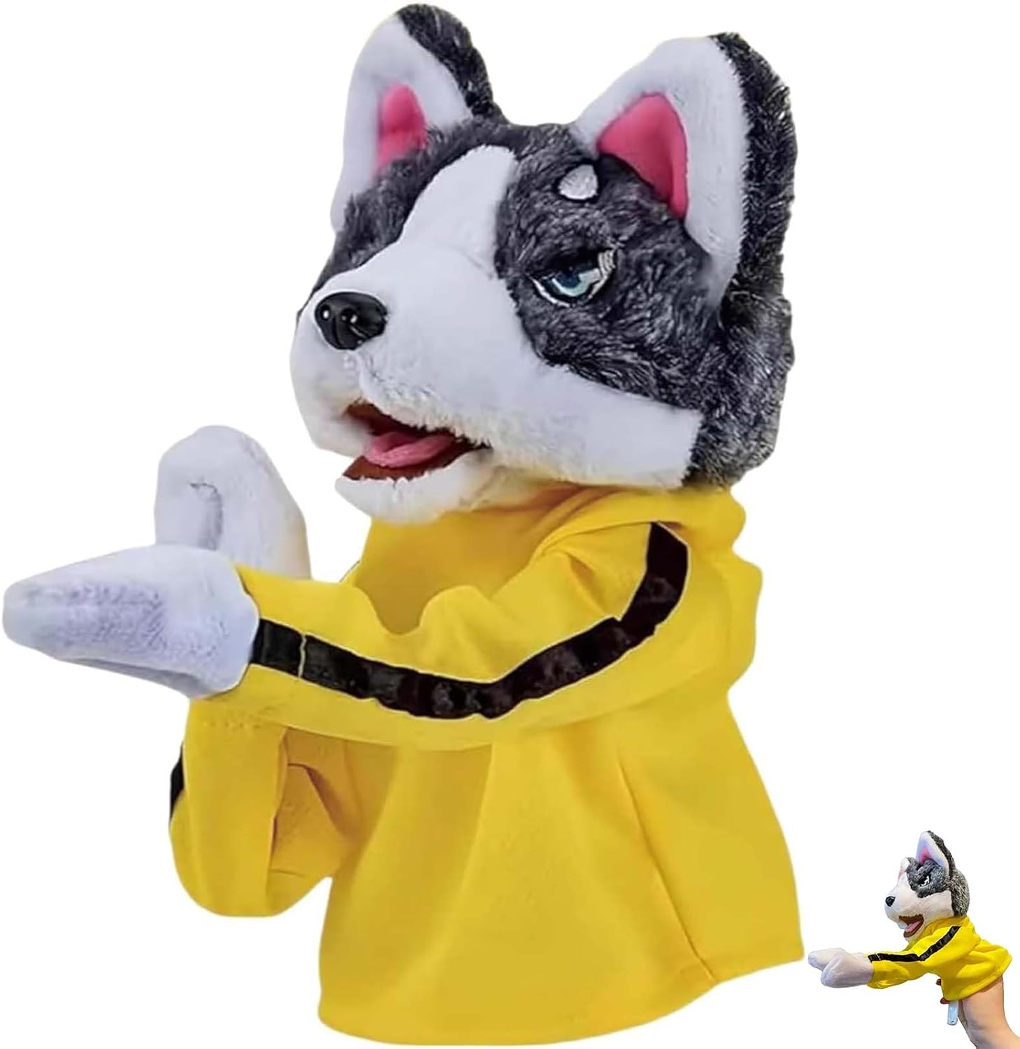 Kung Fu Husky, marioneta de boxeo, marioneta de mano de perro, marionetas de boxeo, guantes de husky de juguete de Kung Fu con sonidos y acción de boxeo, marioneta de boxeo para niños y regalos.