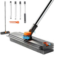 3-in-1 Heavy-Duty Floor Scrub Brush with Squeegee & Tweezer | Long Handle Stiff Broom for Patio, Garage, Tile & Concrete