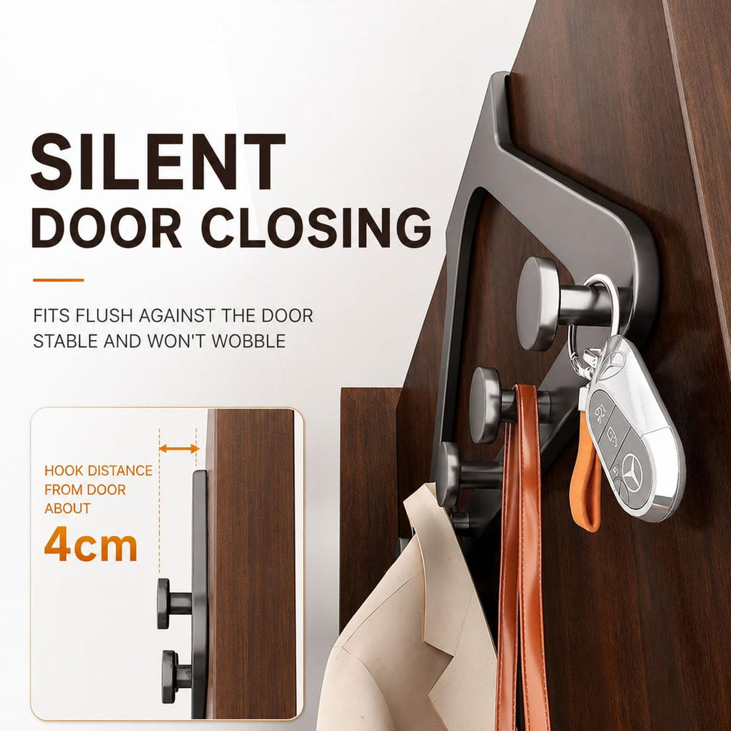 Over-the-Door Hanger Rack with 6 Hooks – No-Drill Space-Saving Organizer for Coats, Bags, Towels, Keys and Clothes Hangers