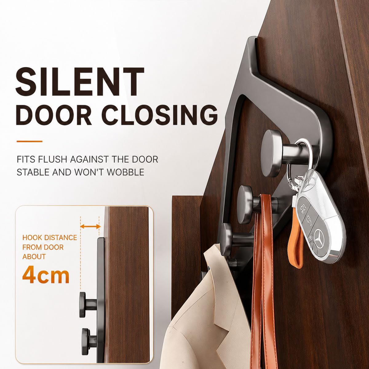 Over-the-Door Hanger Rack with 6 Hooks – No-Drill Space-Saving Organizer for Coats, Bags, Towels, Keys and Clothes Hangers