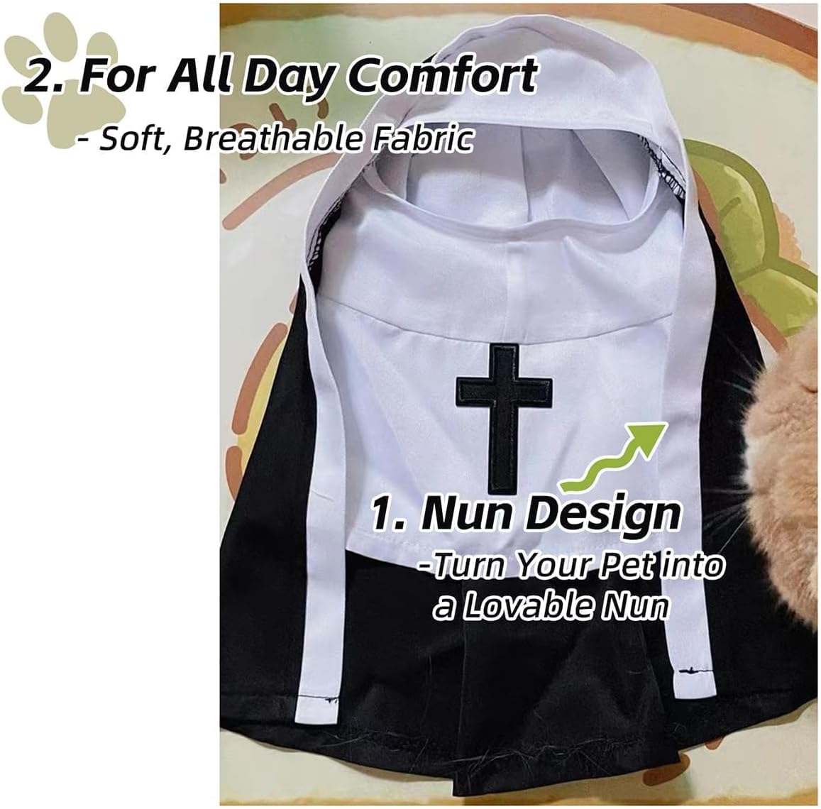 Funny Pet Nun Costume – One-Piece Hooded Halloween Cloak