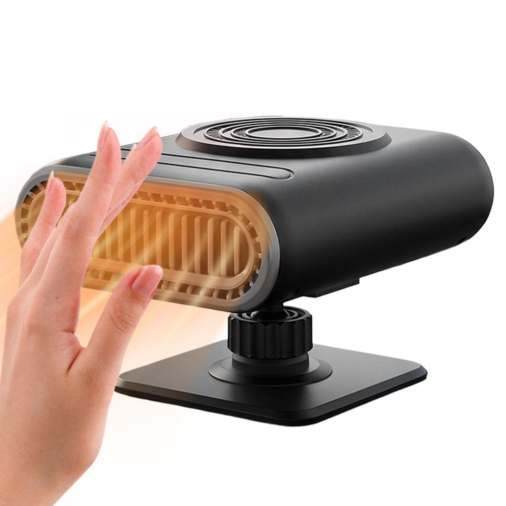12V Portable Car Heater & Defogging Fan – 120W Three-Setting Dashboard Heater with Adjustable Mount for Winter Driving