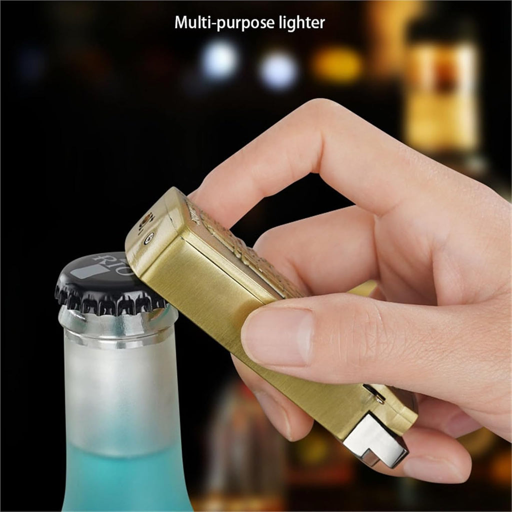 2-in-1 Windproof Jet Lighter & Beer Opener – Creative Metal Outdoor Camping Tool with Lanyard