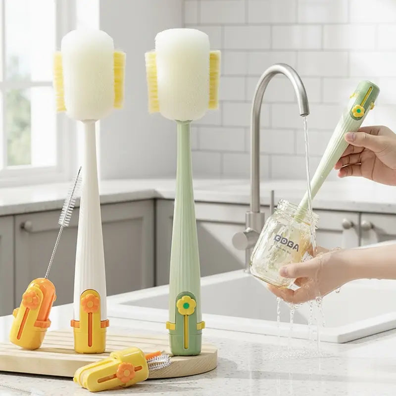 5-in-1 Bottle Cleaning Brush Set – Silicone Scrubber with Straw Brush