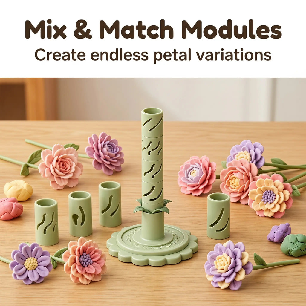 DIY Clay Flower Maker Kit – Fast Petal Extruder for Air Dry & Polymer Clay