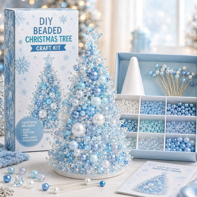 DIY Beaded Christmas Tree Kit – Handmade Tabletop Holiday Decoration Craft Set