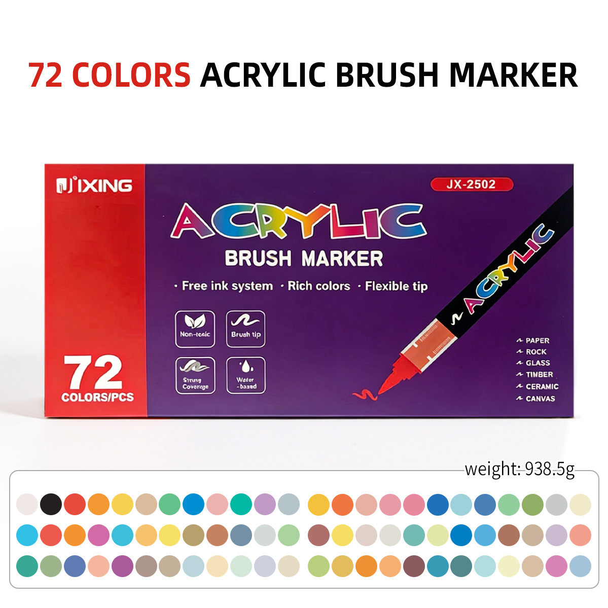 Acrylic Paint Marker Set – Soft Brush Tip Paint Pens, 12/24/36/48/72 Colors