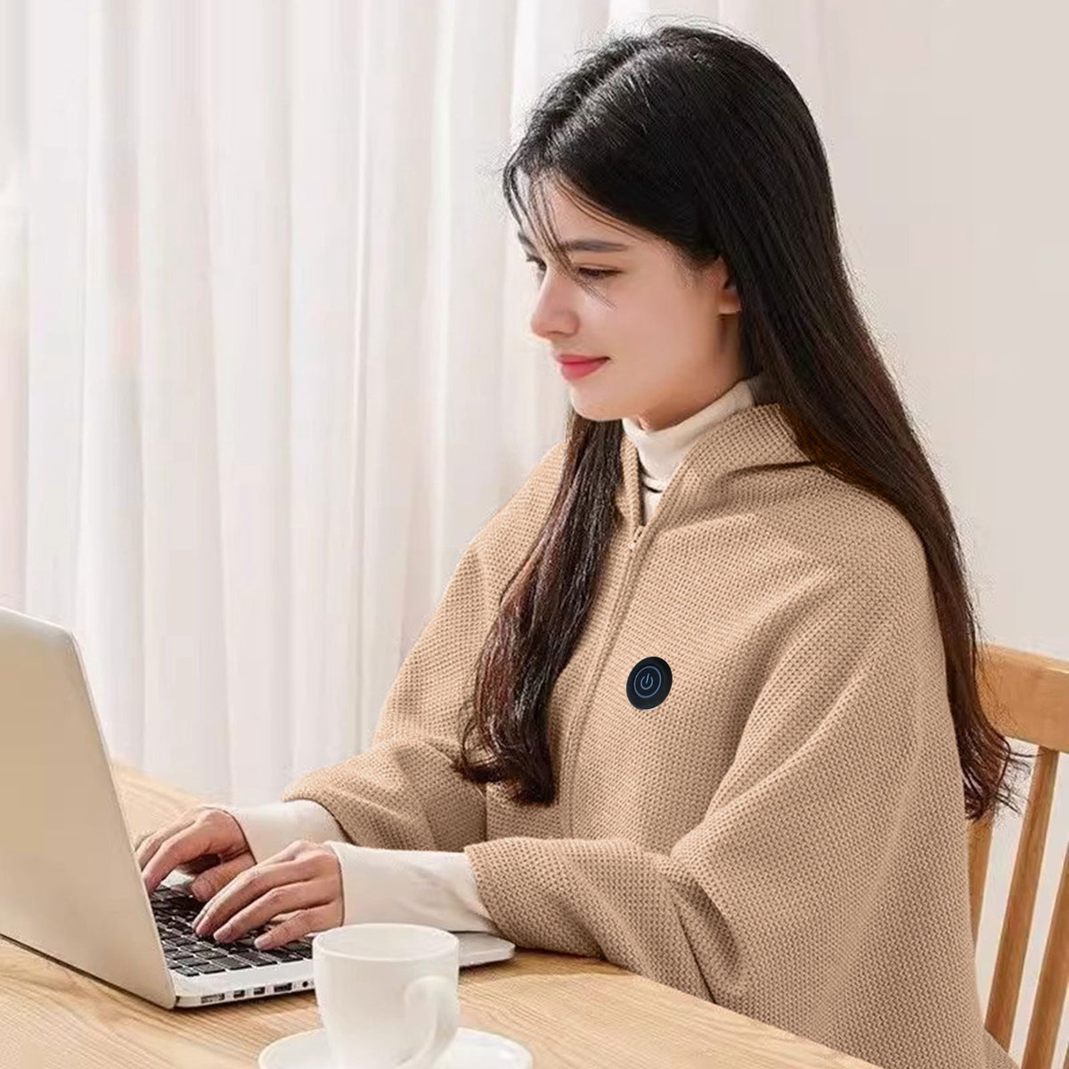 USB Heated Wearable Throw Blanket – 3 Heat Settings, Washable Cozy Wrap for Home, Office & Travel