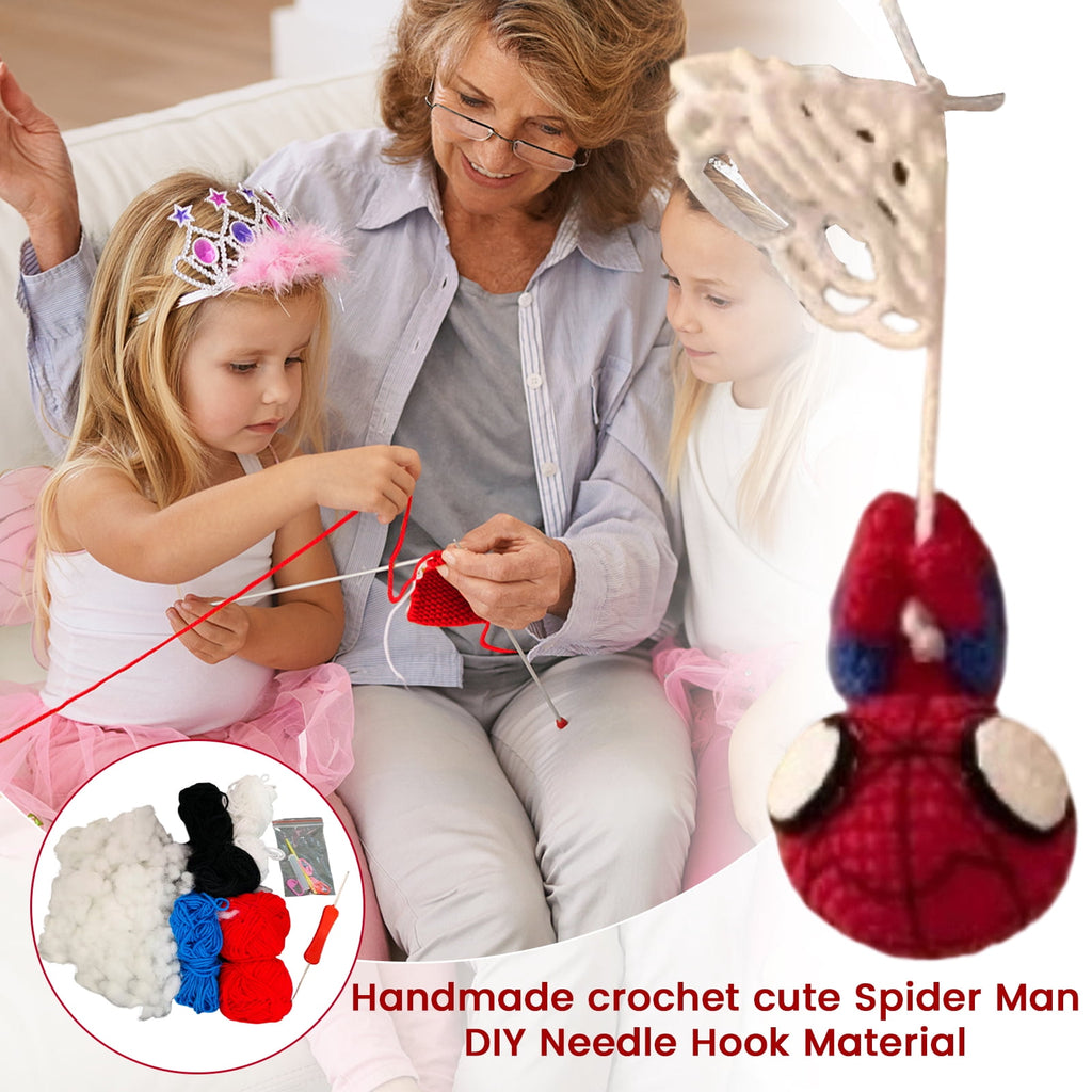 Beginner Superhero Crochet Kit with Video Guide, Handmade Superhero Amigurumi Crochet DIY Kit for Adults, Extra 40% Yarn, Handmade DIY Craft Gift for Knitting Enthusiasts & Superhero Fans
